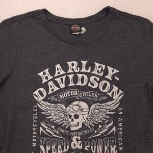 Harley Davidson Graphic Short Sleeve T-Shirt Womens Size Medium M Gray
